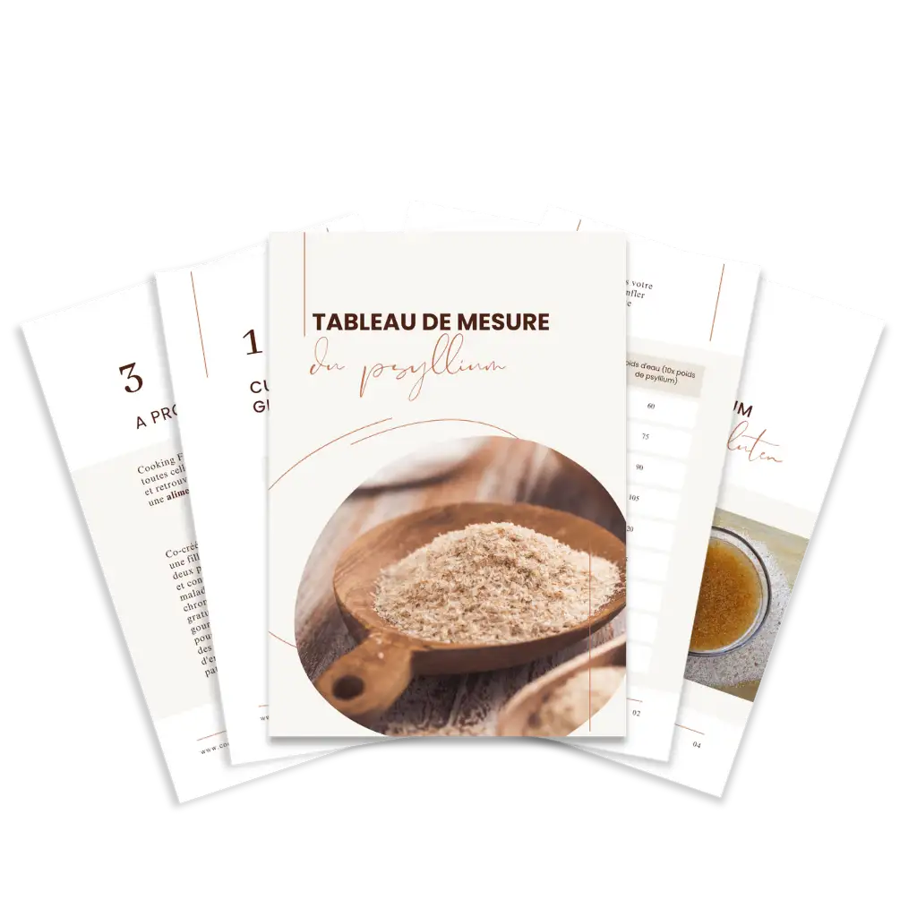 Tableau de mesure du psyllium en cuisine